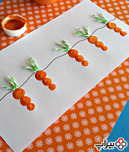 نقاشی هویج با رنگ انگشتی