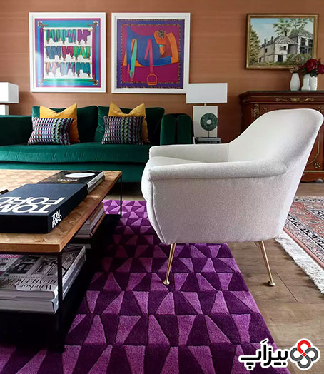 دکوراسیون شاد خانه با مبل و فرش رنگی
