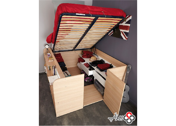 6. تختخوابی باصرفه جویی در فضا که هر چیزی را که می‌ خواهید ذخیره می‌ کند، مناسب برای آپارتمان‌ های کوچک