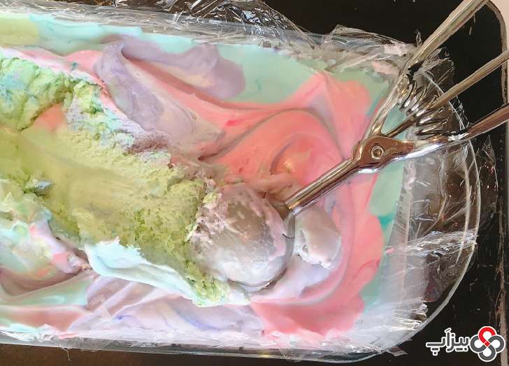 بستنی پری دریایی رنگین کمانی بدون کره