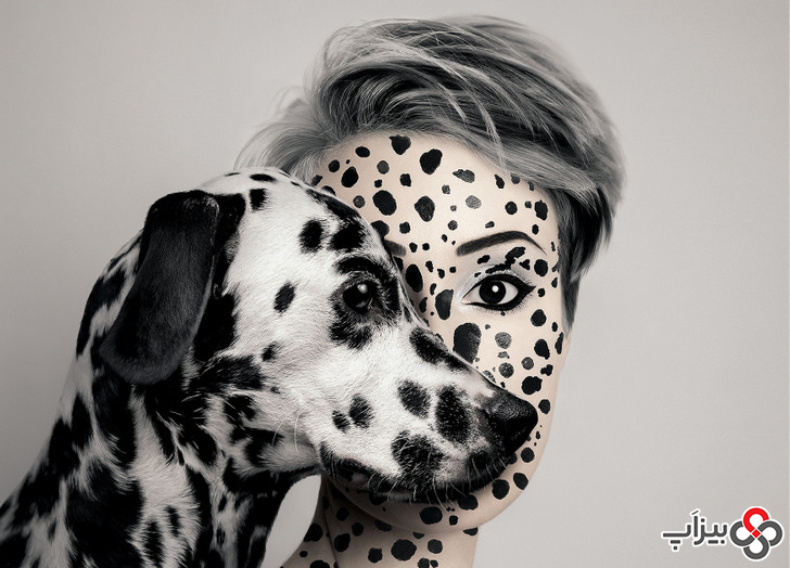 پرتره های جالب از ترکیب صورت انسان و حیوان - سگ خالدار